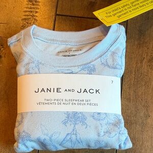 Janie and Jack Blue Two-Piece Sleepwear Set blue bunnies size 7